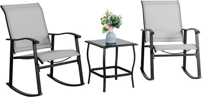 Elegant Three Piece Outdoor Rocking Bistro Furniture Set