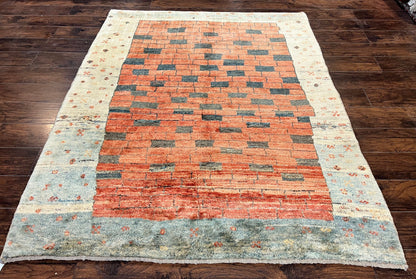 Persian Gabbeh Rug 6x8 ft, Wool Handmade Tribal Rug