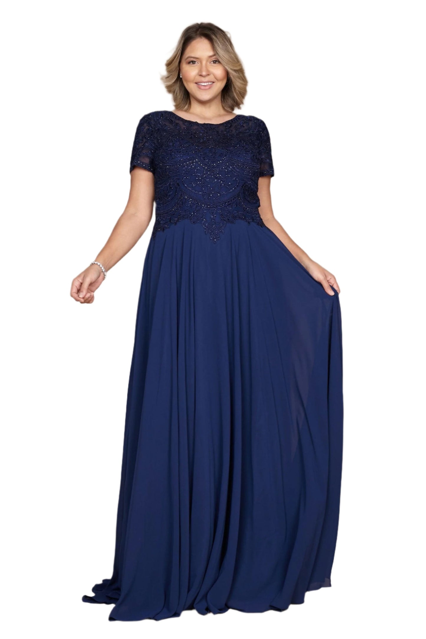 Dylan and Davids Short-Length Sleeve Formal Gown Mother of the Bride Dress-5