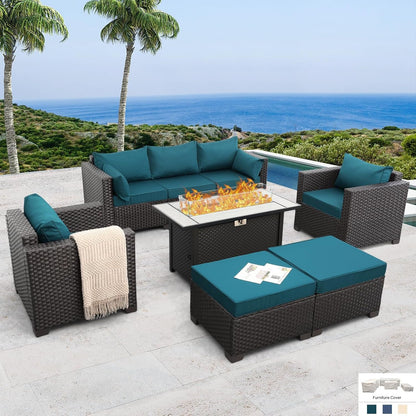 Six-Piece Outdoor Furniture Set with Fire Pit Table