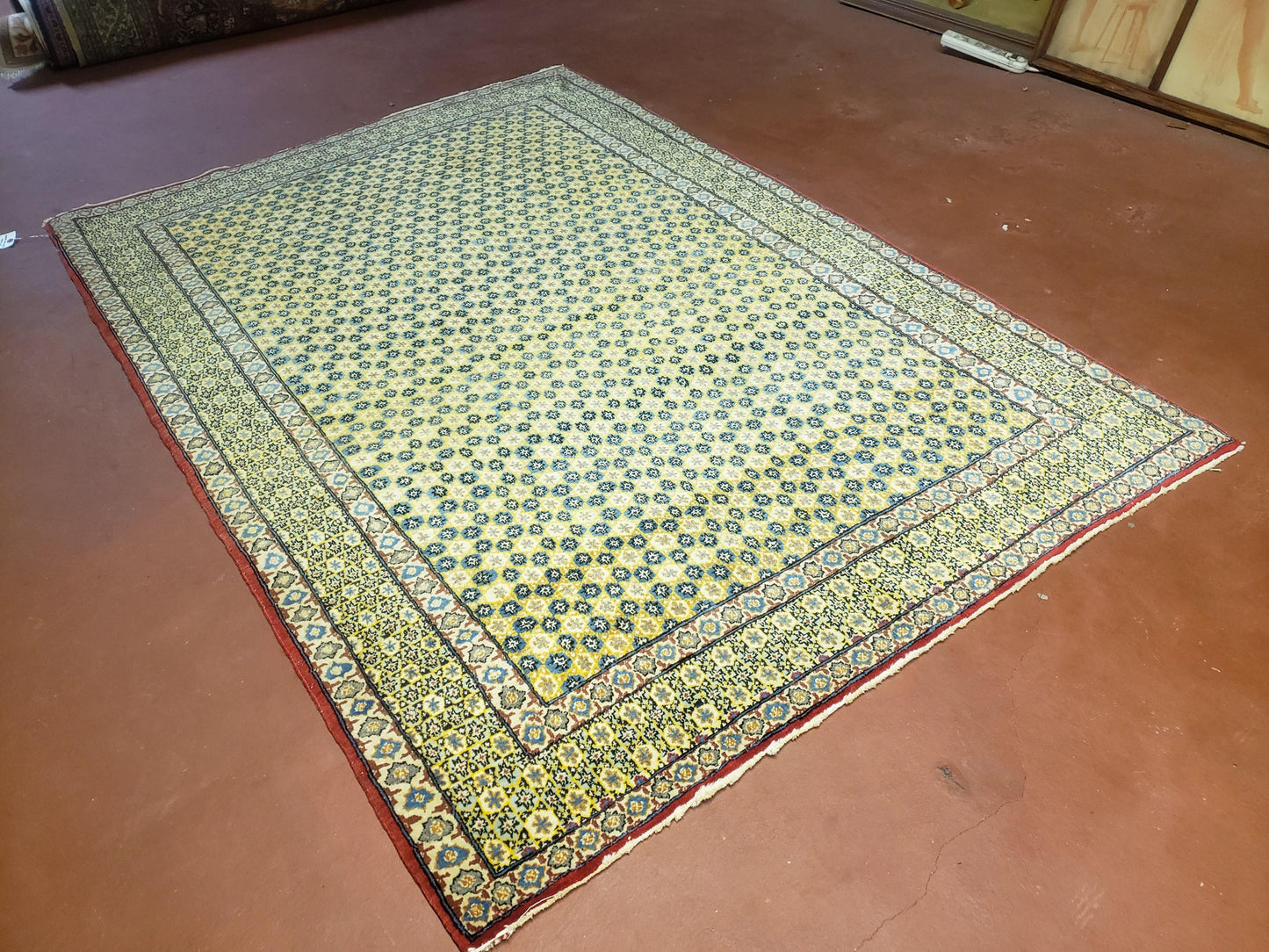 5x7 Authentic Handmade Rug Star Of David Wool Rug Green Rug Gold Rug 4x6 Rug