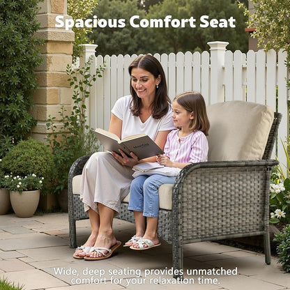 All Weather Wicker Patio Furniture Set with Cushions-1