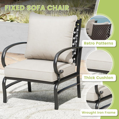 Spacious Six Piece Cushioned Patio Conversation Furniture Set-4