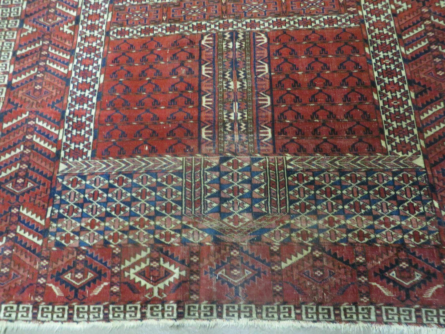 Antique Turkoman Rug 4x5, Ensi Hatchli Tekke Wool Rug