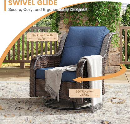 Nine Piece Outdoor Patio Furniture Wicker Conversation Set