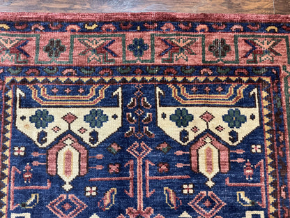 Persian Tribal Heriz Design Rug 6x9, Pottery Barn Rug, Hand Knotted Wool Vintage Rug