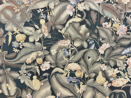 Large Needlepoint Rug 9x13, Handmade Wool Flatweave Vintage Rug, Leaves, Green-3