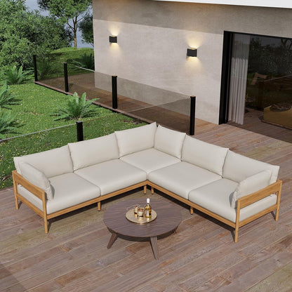 Modern Outdoor Sectional Sofa Set with Thick Cushions-0