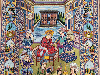 Persian Isfahan Pictorial Rug 3x5 – Kork Wool on Silk-3