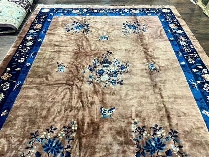 Antique Chinese Wool Rug 9x12, Large Peking Carpet, Handmade, Nichols Rug-1