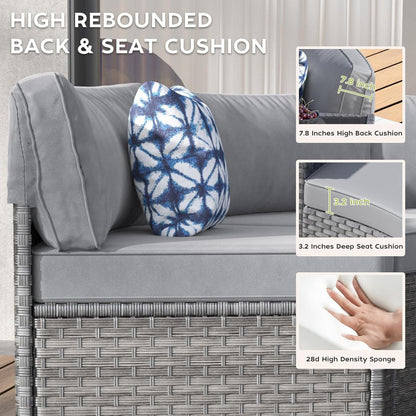 Half Moon Curved Outdoor Patio Furniture Set Grey