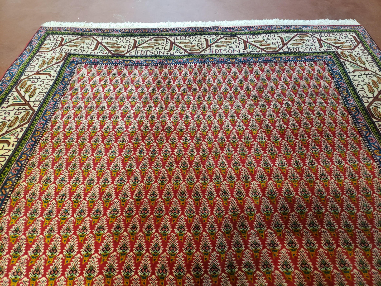 6x9 Finely Woven Turkish Tribal Rug, Boteh/Paisley Pattern, Red & Beige Area Rug, Vintage Wool Carpet, Entryway Rug, Hand-Knotted Foyer Rug-3