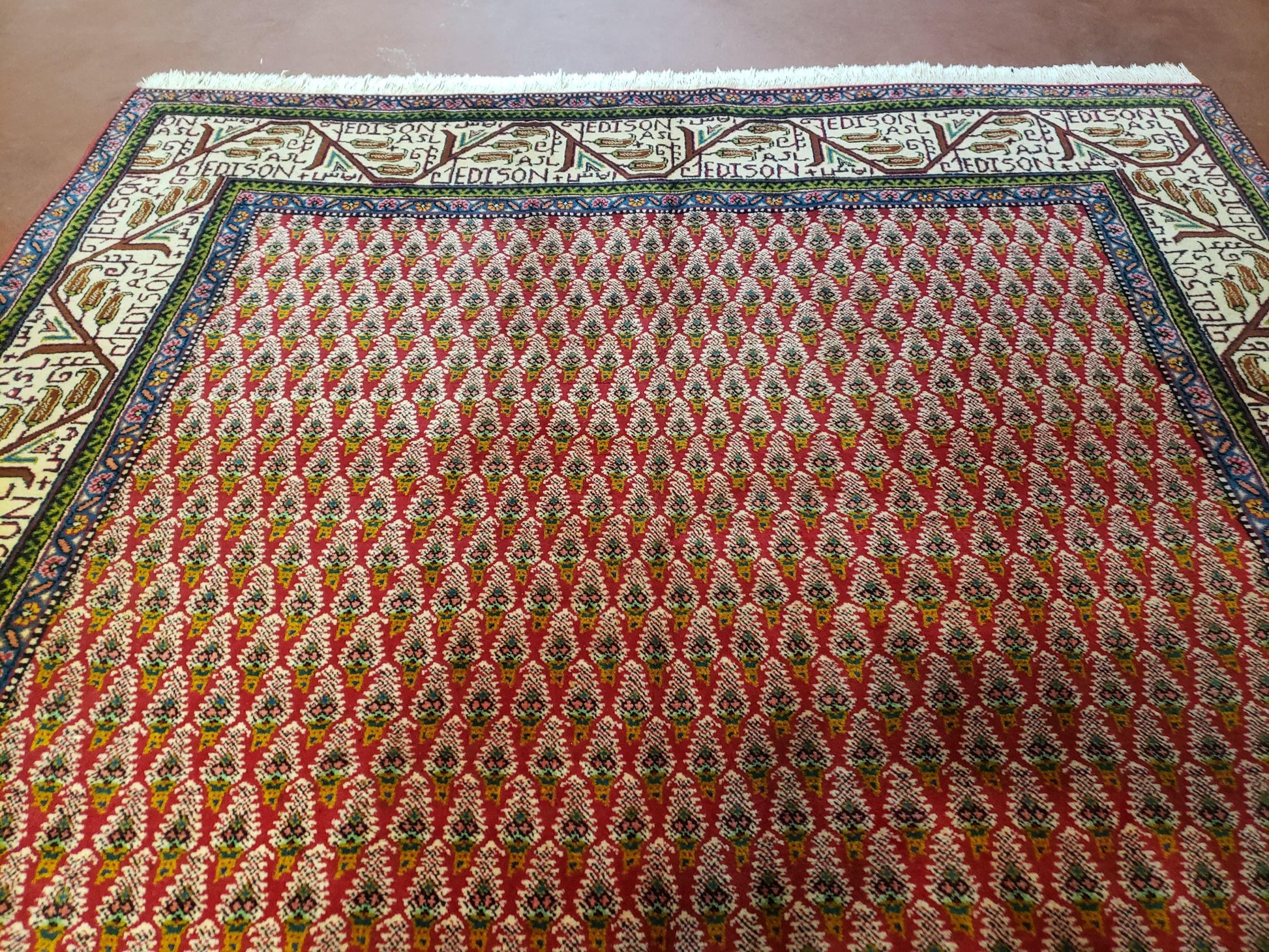 6x9 Finely Woven Turkish Tribal Rug, Boteh/Paisley Pattern, Red & Beige Area Rug, Vintage Wool Carpet, Entryway Rug, Hand-Knotted Foyer Rug-3