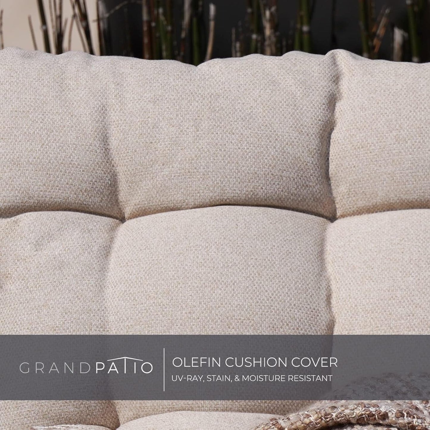 Outdoor Sofa Set, Comfy E-Coated Outdoor Furniture Set for 4 Person with Thick Olefin Cushions, Samba Patio Conversation Set with Coffee Table for Backyard,Garden,Porch,Poolside, Beige-4