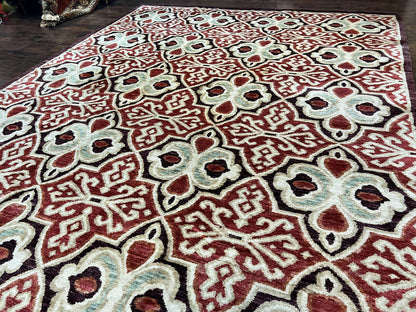 Portuguese Rug 9x12, Vintage Carpet, Handmade Wool Rug