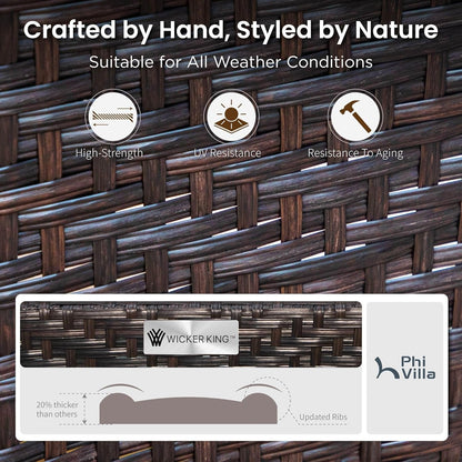 Outdoor Modern Patio Furniture Set, Upgraded Wicker&Metal Patio Furniture Conversation Set with Waterproof Thick Cushions for Porch, Poolside, Deck, and Yard (4 Pieces,Beige)-3