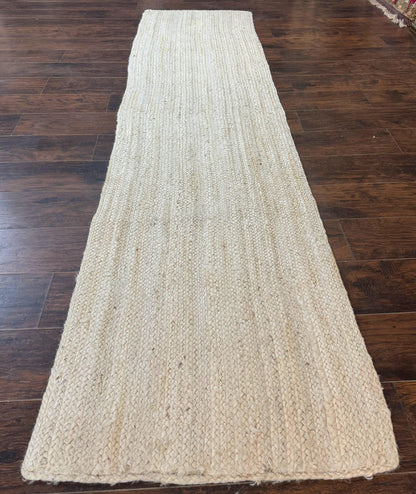 Modern Jute Runner Rug 2.7 x 10, Rug for Hallway or Kitchen, Farmhouse Rug