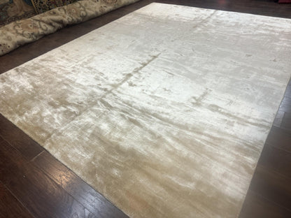 Silk Tibetan Rug 9x11, Handmade Silk Area Rug, Modern Contemporary Carpet-1