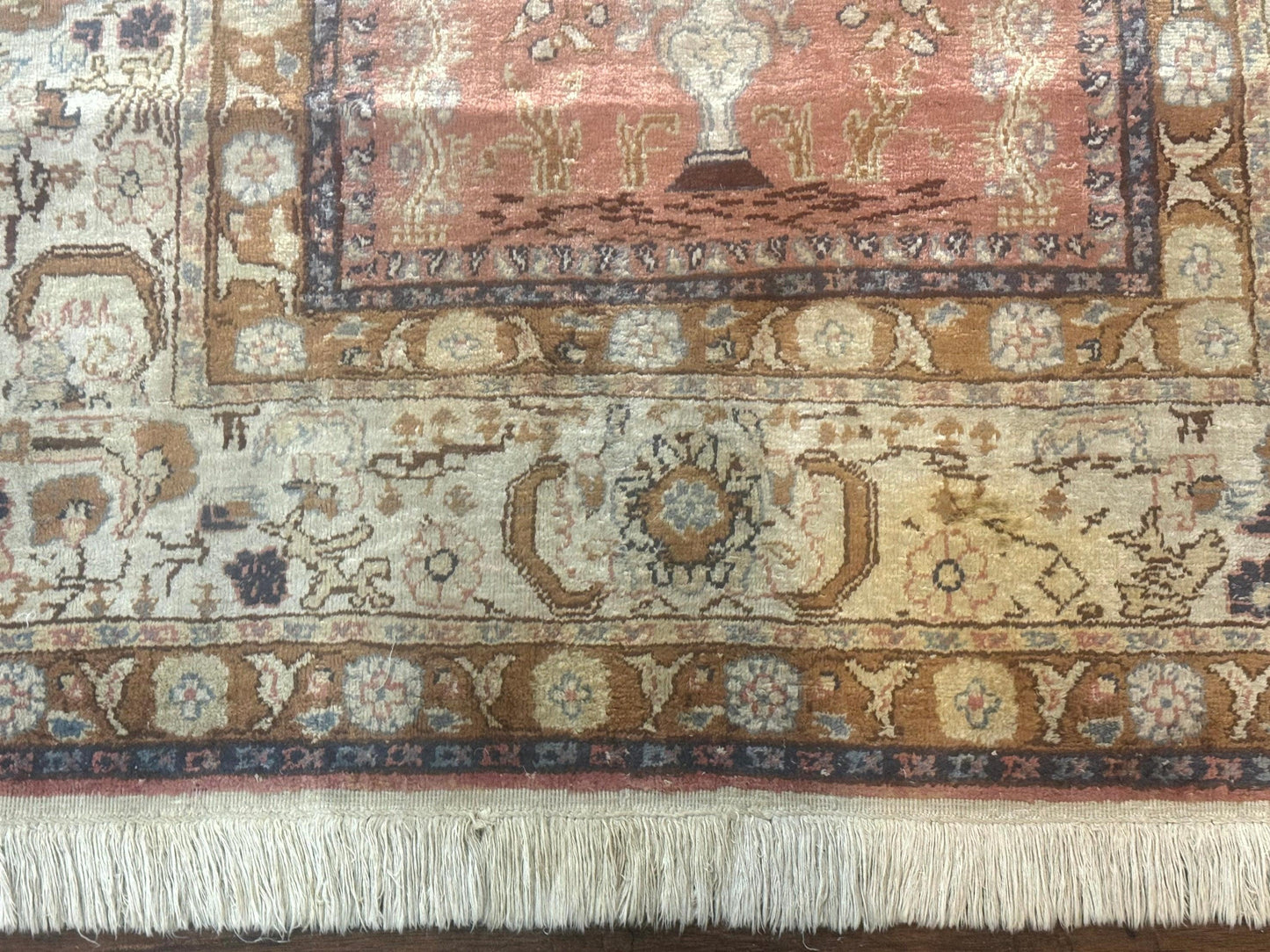Silk Indian Kayseri Rug 4x6, Haji Jalili Design, Vintage Rug-4