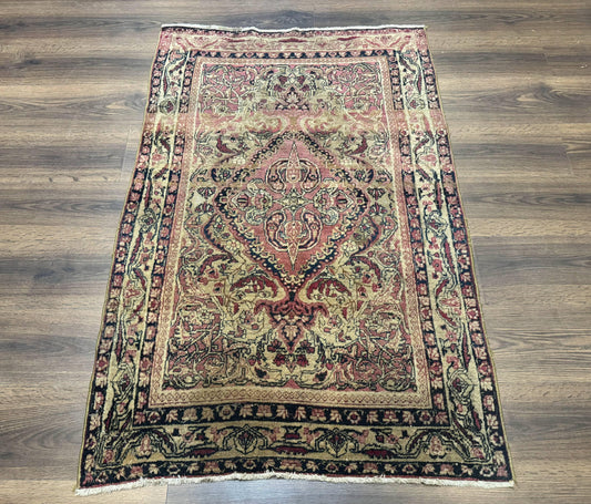 Antique Persian Lavar Rug 3x5, Persian Kerman Rug, Traditional Persian Carpet