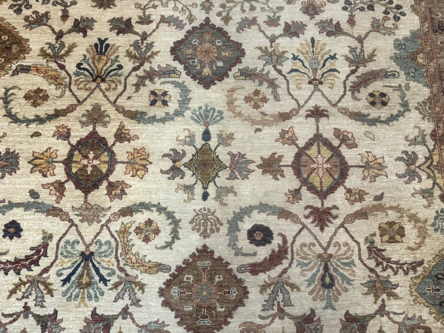 Egyptian Rug 9x12, Mahal Sultanabad Carpet, Handmade Wool Rug, Oatmeal Color-3