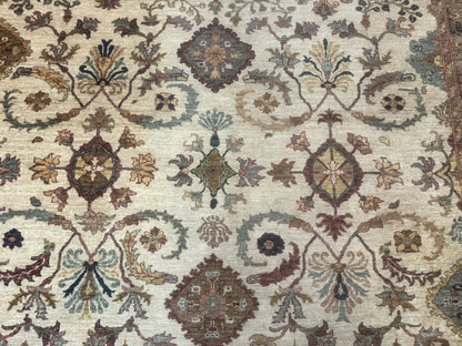 Egyptian Rug 9x12, Mahal Sultanabad Carpet, Handmade Wool Rug, Oatmeal Color-3