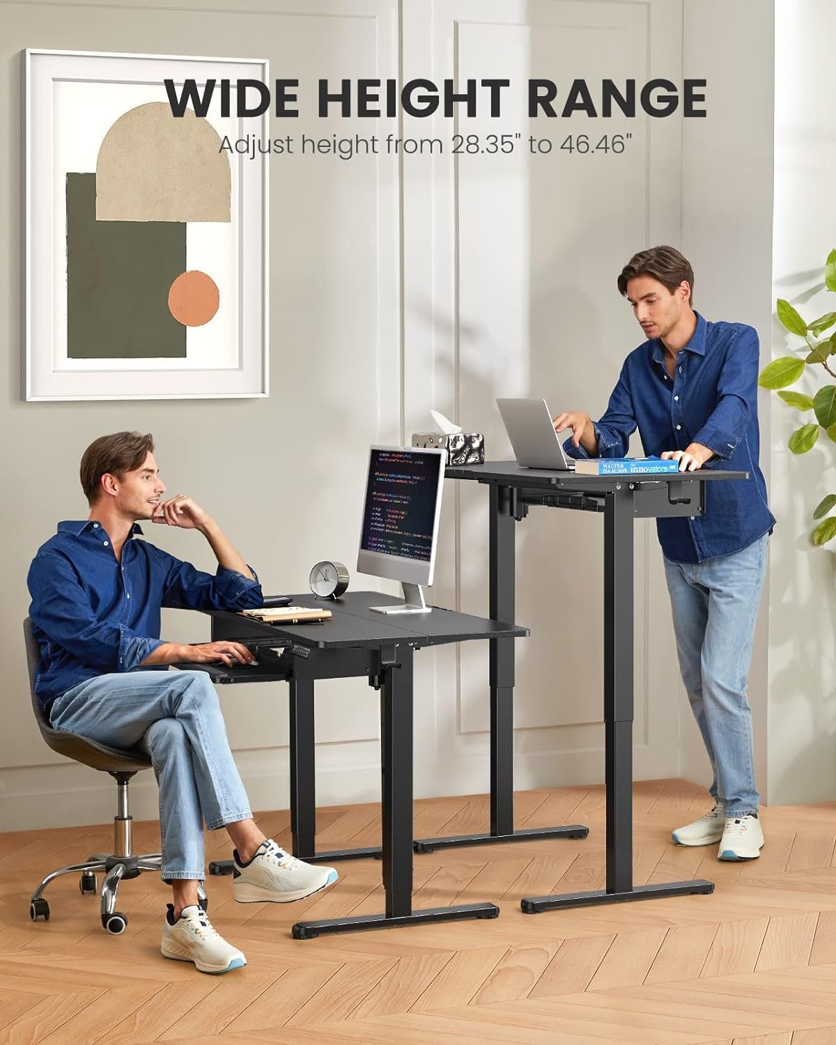 Electric Standing Desk with Adjustable Height Keyboard Tray