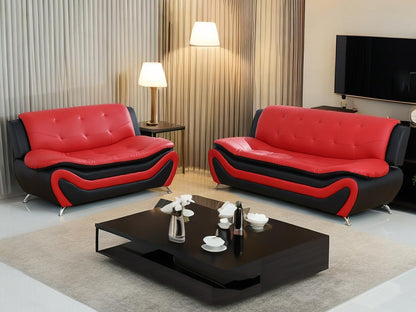 Contemporary Living Room Furniture Set, Faux Leather Sofa Set for Living Room/House/Bedroom/Office/Apartment (Red/Black, Sofa,Loveseat)-0