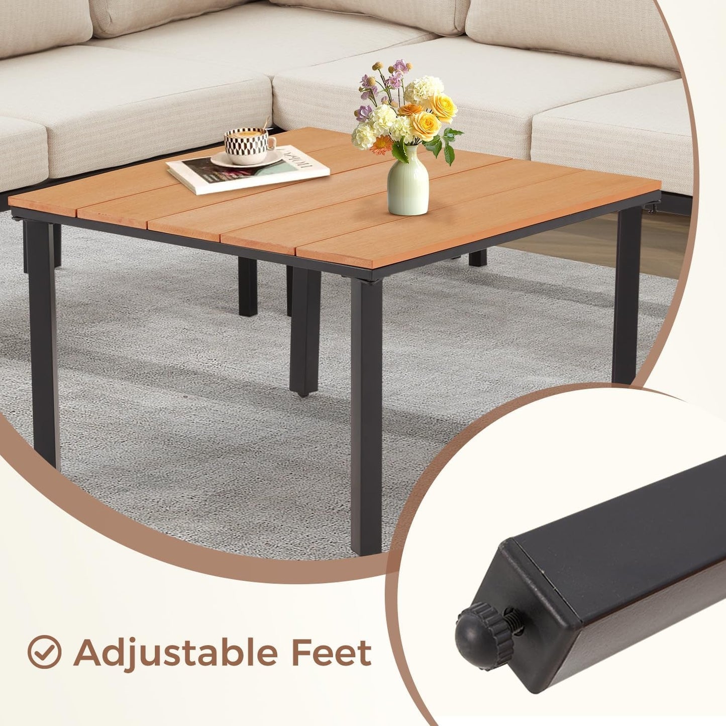 L Shape Metal Patio Furniture Set with Cushions-4