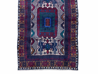3 X 5 Vintage Handmade Tribal Wool Rug Balouchi Rug Afghan Rug Red Beige Nice