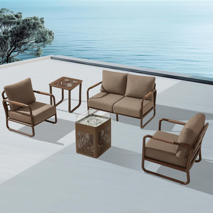 Outdoor Aluminum Patio Furniture Set with Fire Pit