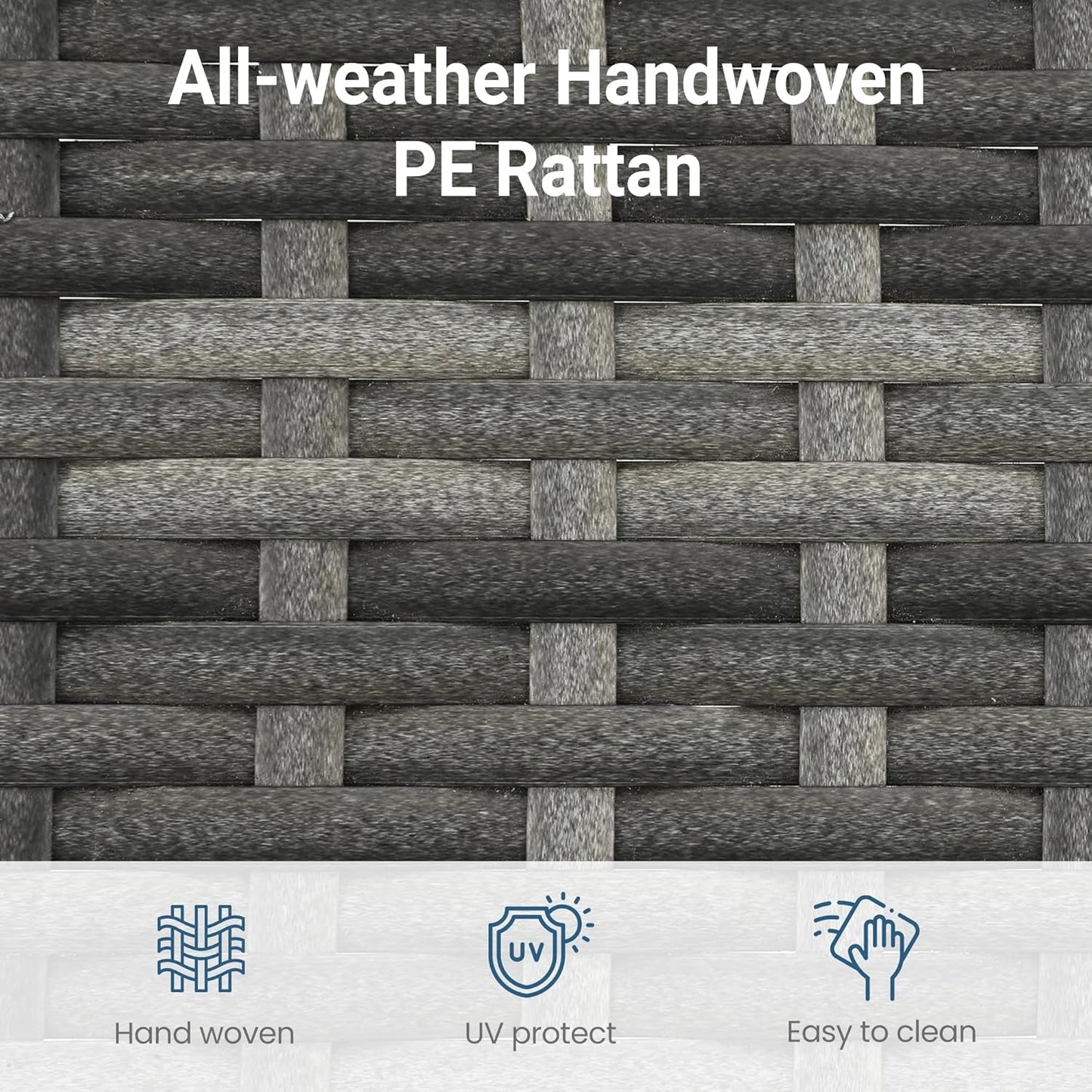 7 Piece Outdoor Patio Furniture Set, All Weather Wicker Rattan Sectional Sofa Conversation Set with Cushions & Large Glass Coffee Table, Ideal for Garden Backyard Porch, Dark Grey-3