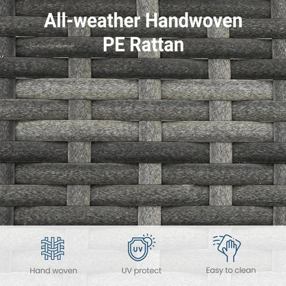 7 Piece Outdoor Patio Furniture Set, All Weather Wicker Rattan Sectional Sofa Conversation Set with Cushions & Large Glass Coffee Table, Ideal for Garden Backyard Porch, Dark Grey-3