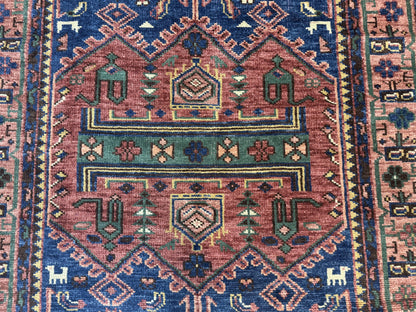 Persian Tribal Heriz Design Rug 6x9, Pottery Barn Rug, Hand Knotted Wool Vintage Rug