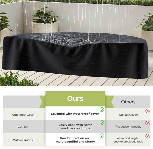 Half Moon Curved Outdoor Patio Furniture Set Grey