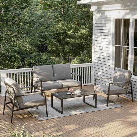 Waterproof 4-Piece Patio Furniture Set with Cushions-0
