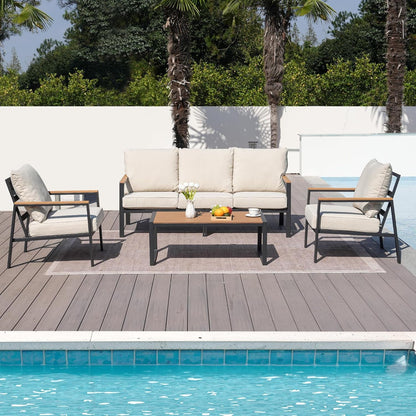 Stylish Four Piece Outdoor Patio Furniture Conversation Set