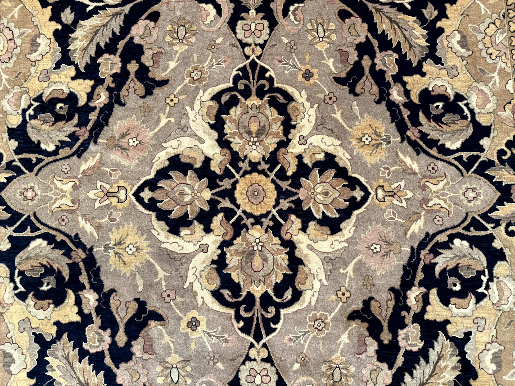 Handmade Wool Rug 8x10, Black & Dark Beige, Nourison, Traditional Rug-3