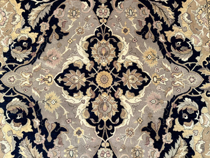 Handmade Wool Rug 8x10, Black & Dark Beige, Nourison, Traditional Rug-3