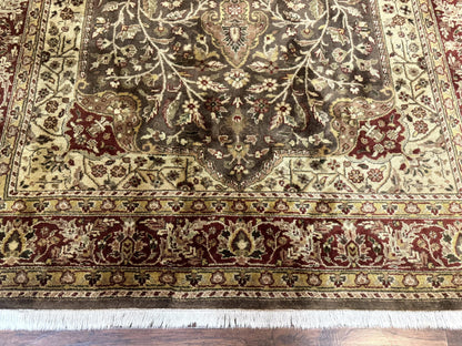 Indo Persian Rug 6x9, Wool Handmade Vintage Rug, Floral Cross Pattern-4
