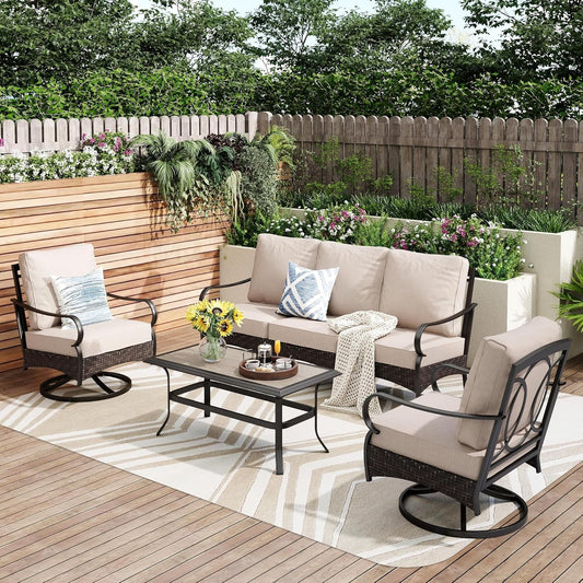 Modern Outdoor Patio Furniture Set with Thick Cushions