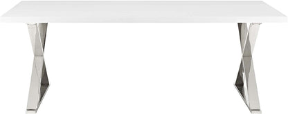 Modway Sector Modern Dining Table, White Silver