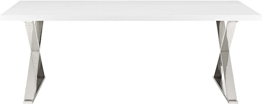 Modway Sector Modern Dining Table, White Silver