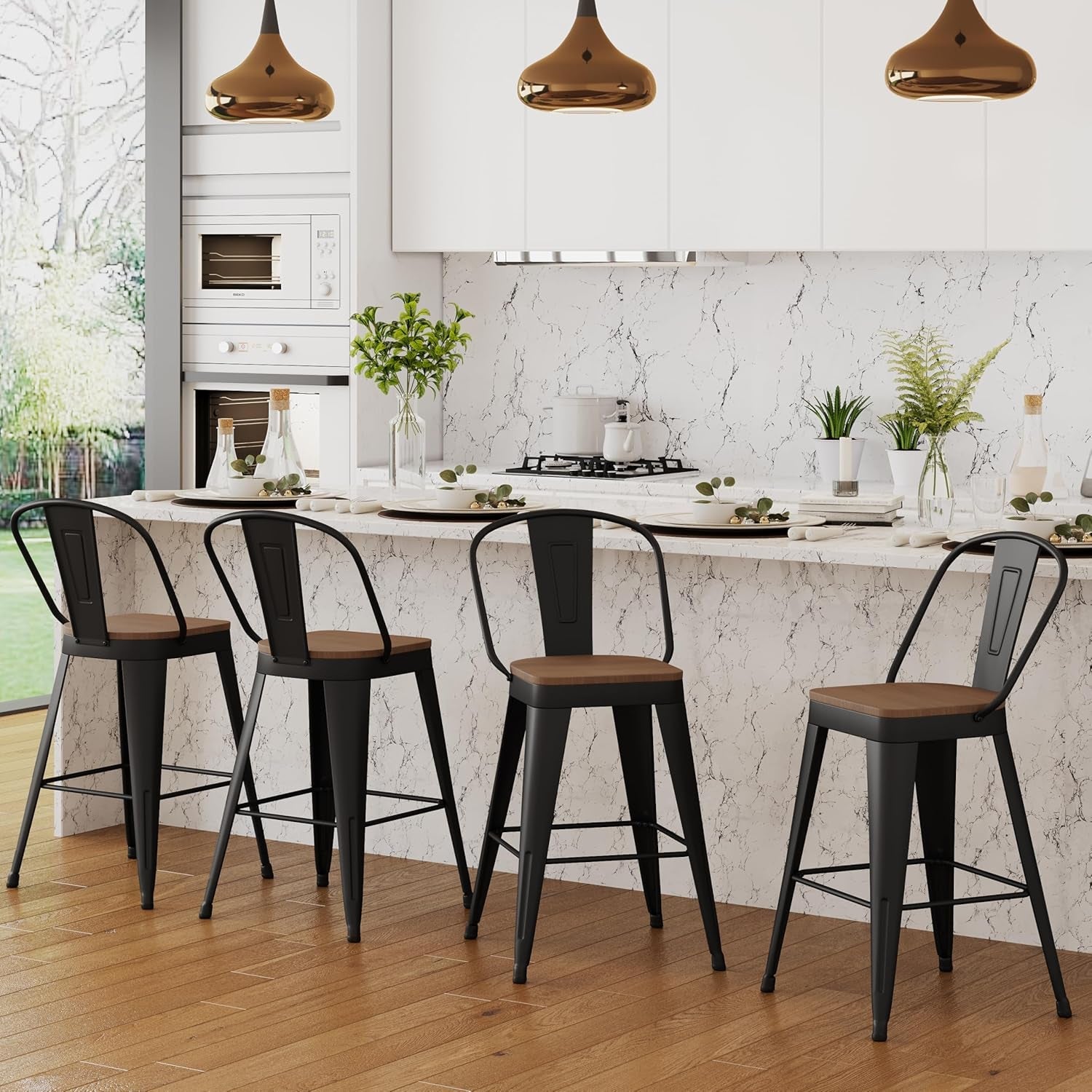 Industrial 24 Inch Bar Stools Set of Four-2