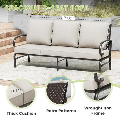 Spacious Six Piece Cushioned Patio Conversation Furniture Set-2