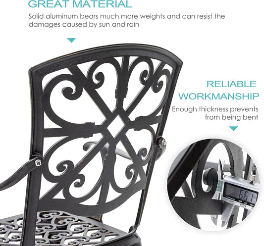 Black Rustproof Bistro Set Umbrella Hole