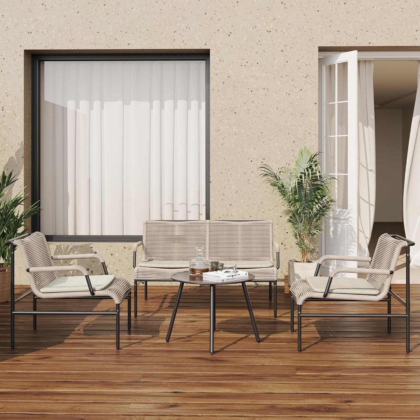 Modern Four Piece Patio Furniture Set for Outdoor Spaces