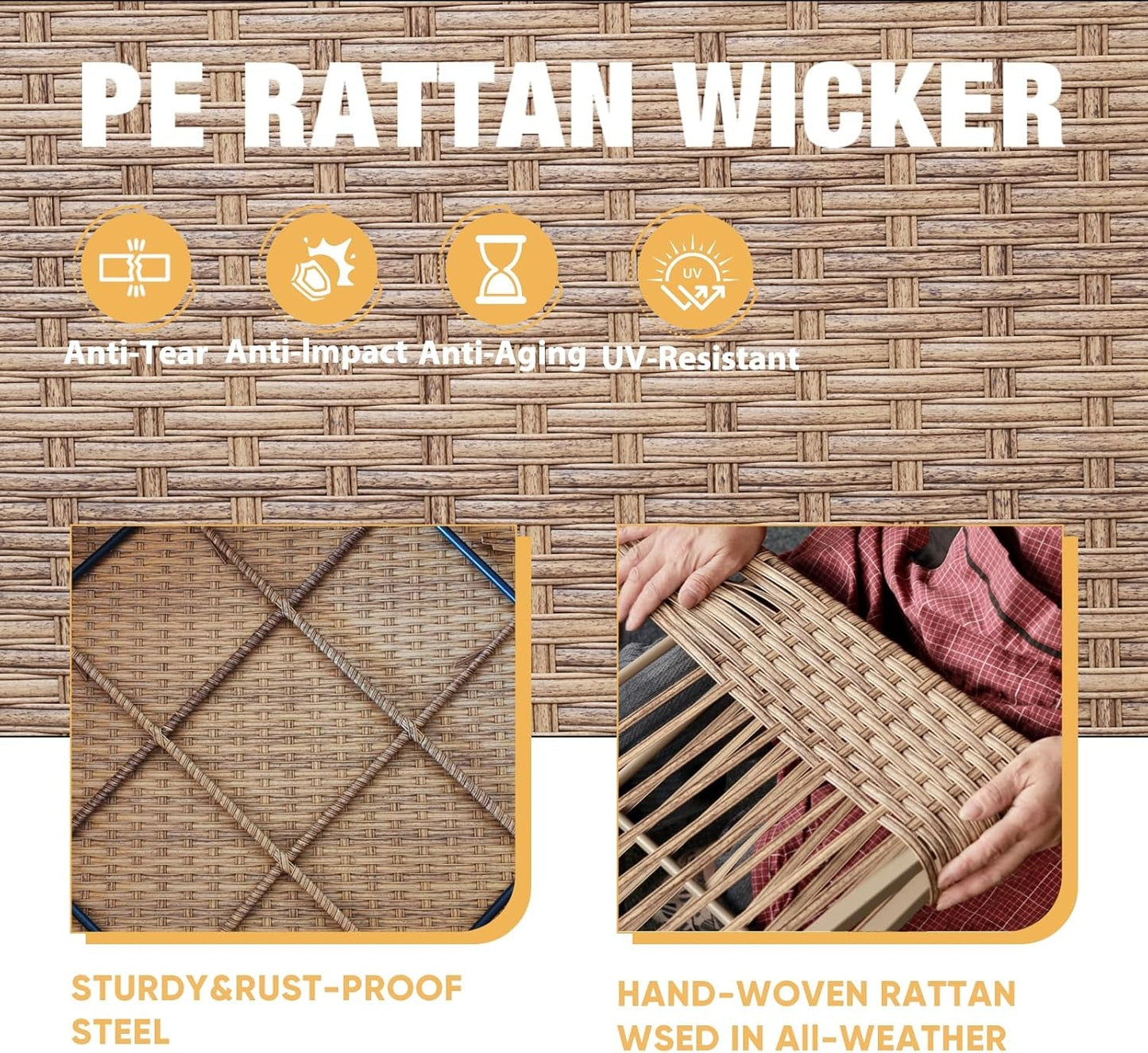 7 Piece Wicker Patio Furniture Set with Thick Cushions-1