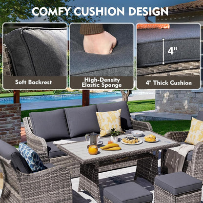 Six Piece All Weather Wicker Patio Furniture Set-3