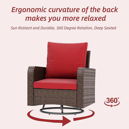 6 Piece Patio Furniture Set with Swivel Chairs